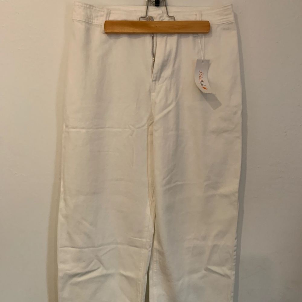Ivory High Rise Cotton Pant - Picture 3 of 3
